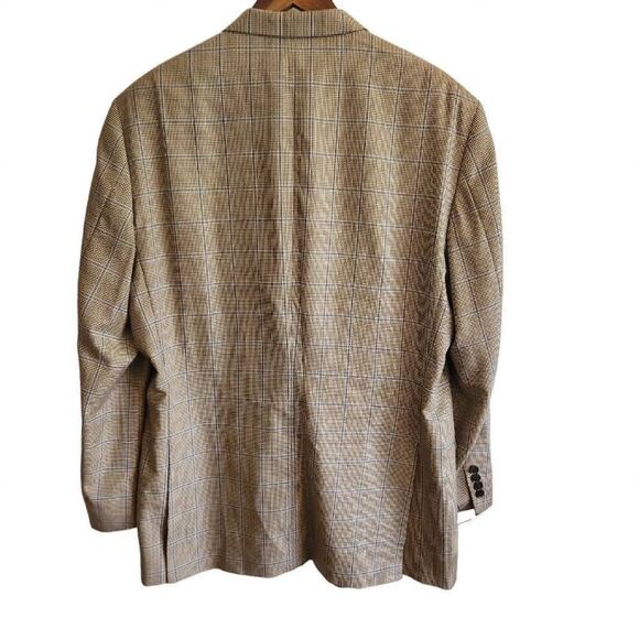 Peter Millar Sports Coat Jacket Mens 46T Wool Plaid Brown Blue - Picture 2 of 8